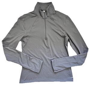 Womens Champion Size Small Gray Quarter Zip Track Jacket Logo with Thumb Holes